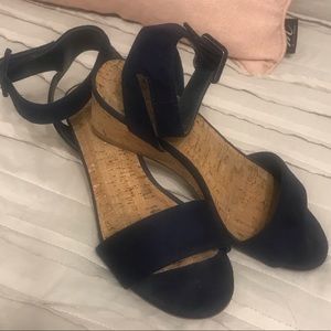 Navy Corkheel Sandals